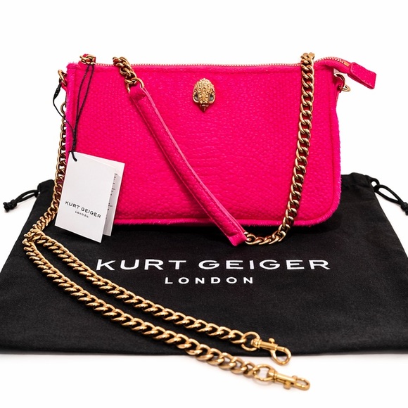 Kurt Geiger Fuchsia Calfhair & Leather Puffy 2 Way Crossbody Bag NWT W/ Dustbag - Picture 1 of 16